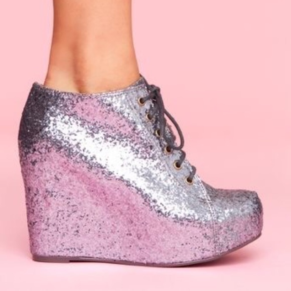 Jeffrey Campbell Glitter Wedge Ankle Bootie - Picture 2 of 7